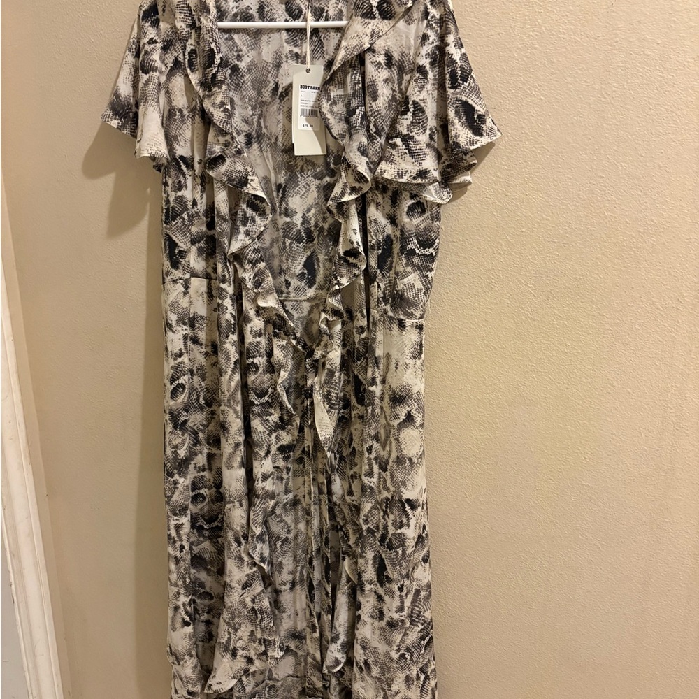 NWT Miss Me Snake Print Maxi Dress Tie Waist Ruffled Large